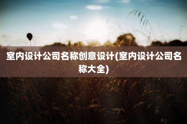 室内设计公司名称创意设计(室内设计公司名称大全)