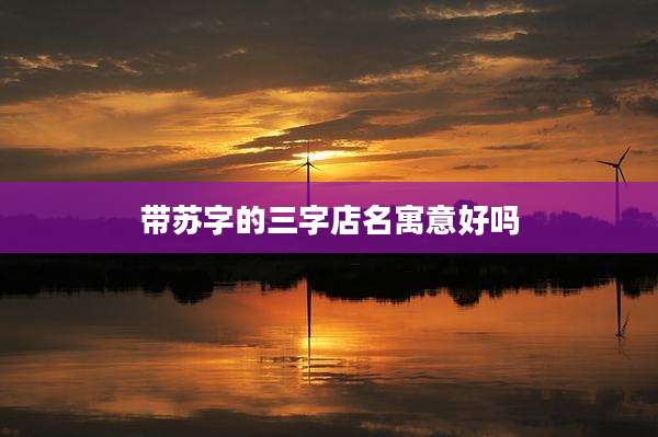 带苏字的三字店名寓意好吗