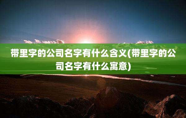 带里字的公司名字有什么含义(带里字的公司名字有什么寓意)