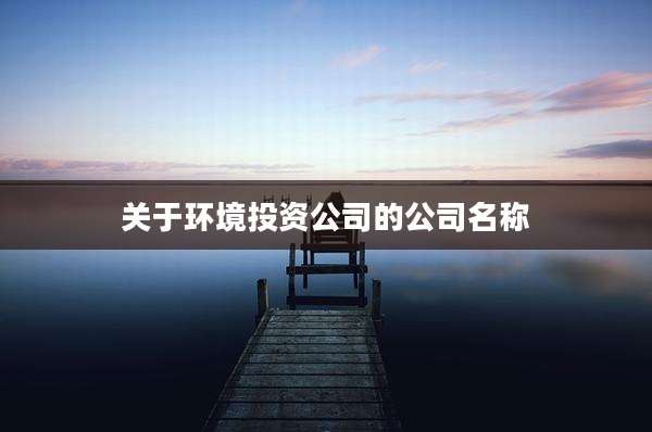 关于环境投资公司的公司名称