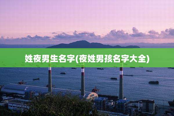 姓夜男生名字(夜姓男孩名字大全)