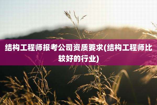 结构工程师报考公司资质要求(结构工程师比较好的行业)