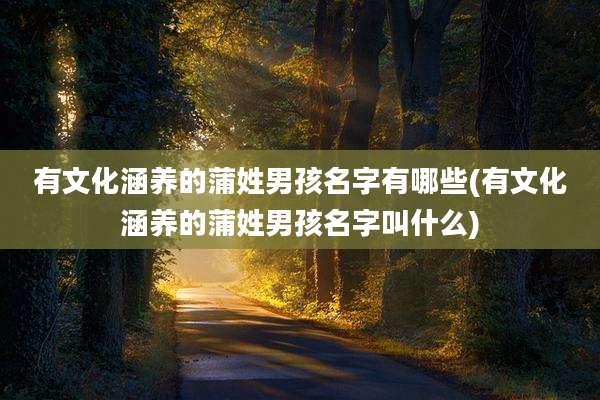 有文化涵养的蒲姓男孩名字有哪些(有文化涵养的蒲姓男孩名字叫什么)