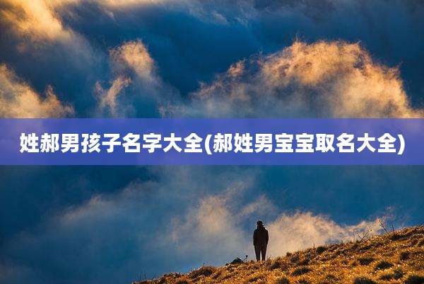 姓郝男孩子名字大全(郝姓男宝宝取名大全)