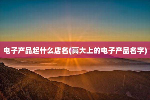 电子产品起什么店名(高大上的电子产品名字)