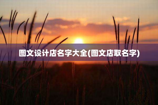 图文设计店名字大全(图文店取名字)