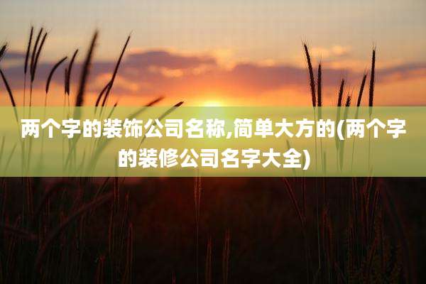 两个字的装饰公司名称,简单大方的(两个字的装修公司名字大全)