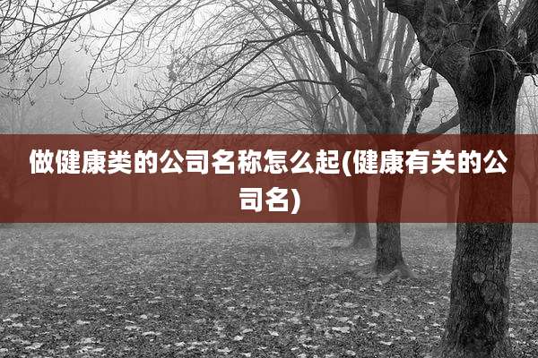 做健康类的公司名称怎么起(健康有关的公司名)