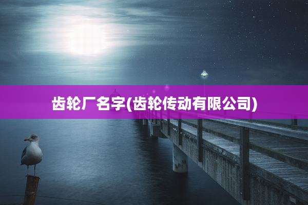 齿轮厂名字(齿轮传动有限公司)