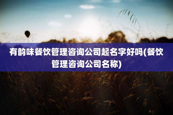 有韵味餐饮管理咨询公司起名字好吗(餐饮管理咨询公司名称)