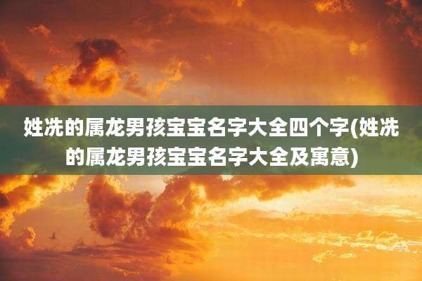 姓冼的属龙男孩宝宝名字大全四个字(姓冼的属龙男孩宝宝名字大全及寓意)