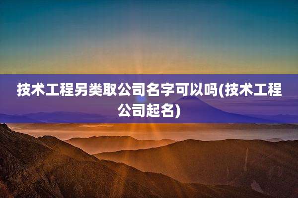 技术工程另类取公司名字可以吗(技术工程公司起名)