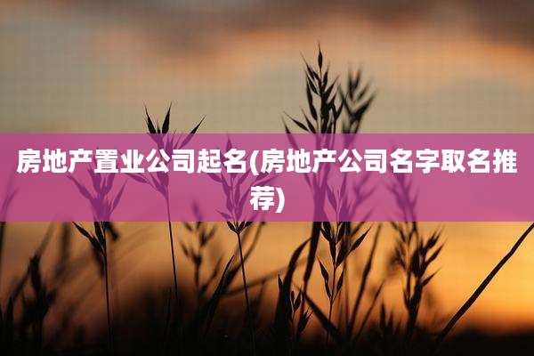 房地产置业公司起名(房地产公司名字取名推荐)
