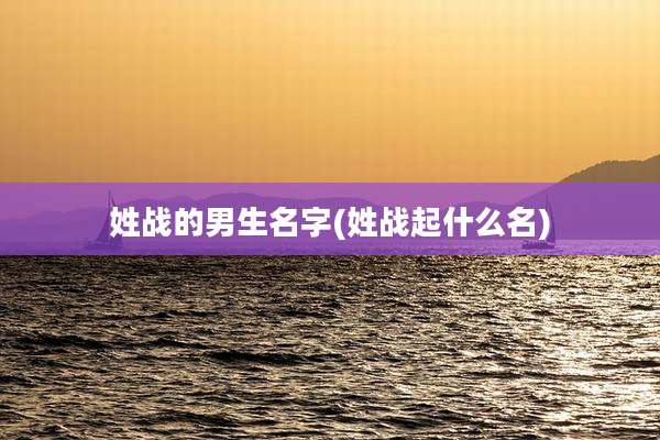 姓战的男生名字(姓战起什么名)