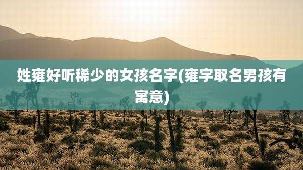 姓雍好听稀少的女孩名字(雍字取名男孩有寓意)