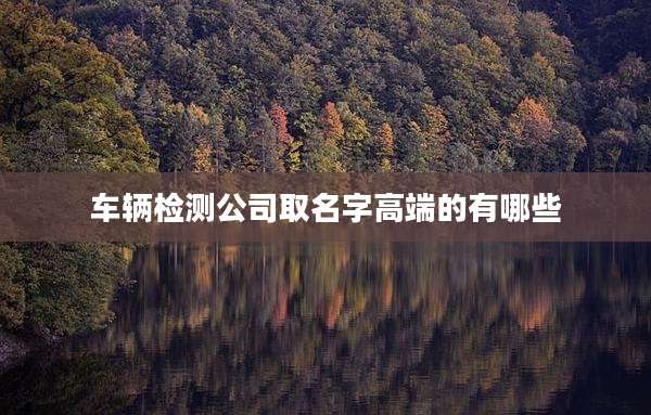 车辆检测公司取名字高端的有哪些