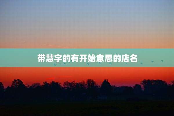 带慧字的有开始意思的店名