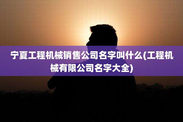 宁夏工程机械销售公司名字叫什么(工程机械有限公司名字大全)