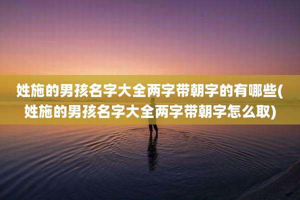姓施的男孩名字大全两字带朝字的有哪些(姓施的男孩名字大全两字带朝字怎么取)