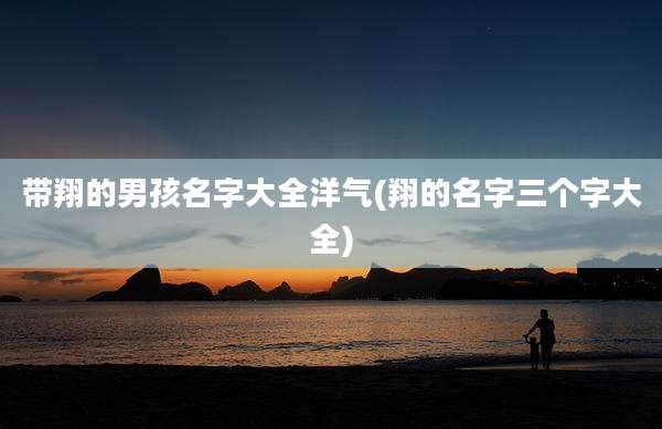 带翔的男孩名字大全洋气(翔的名字三个字大全)