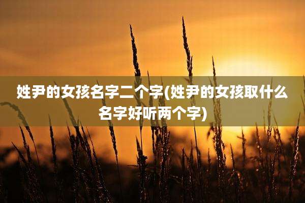 姓尹的女孩名字二个字(姓尹的女孩取什么名字好听两个字)