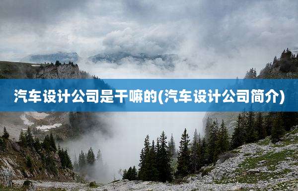 汽车设计公司是干嘛的(汽车设计公司简介)