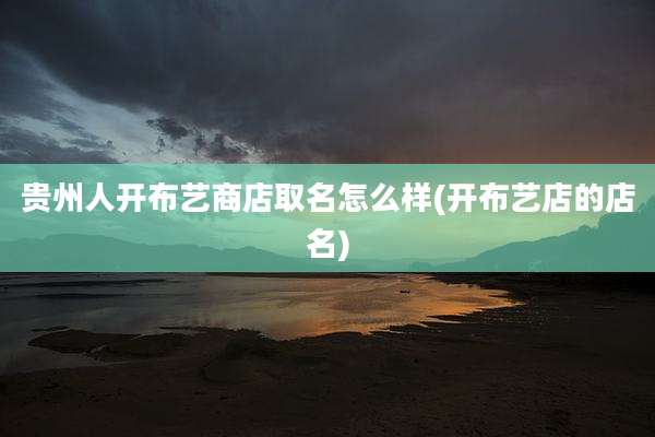 贵州人开布艺商店取名怎么样(开布艺店的店名)
