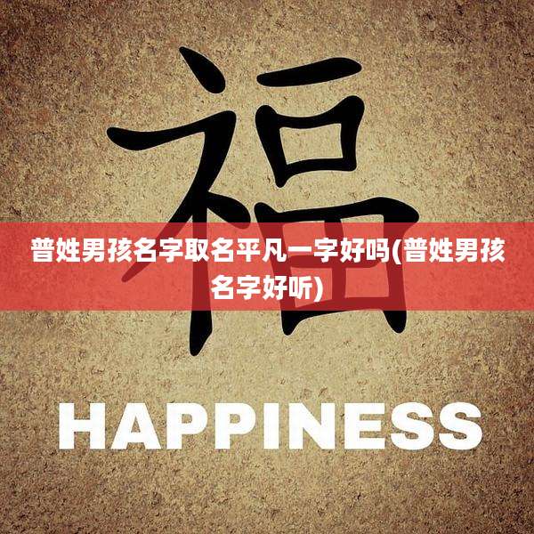 普姓男孩名字取名平凡一字好吗(普姓男孩名字好听)