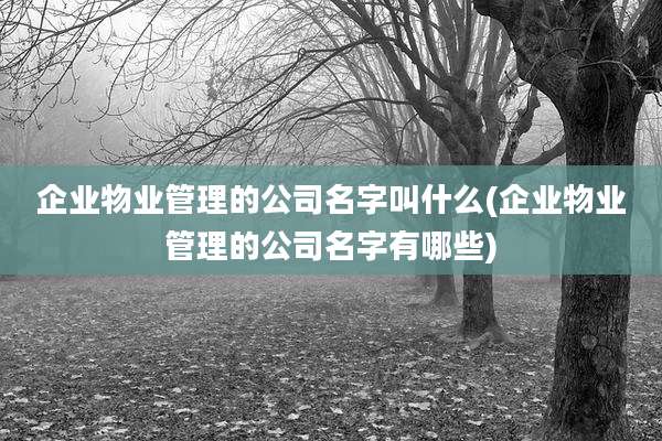 企业物业管理的公司名字叫什么(企业物业管理的公司名字有哪些)