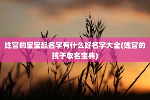 姓宫的宝宝起名字有什么好名字大全(姓宫的孩子取名宝典)