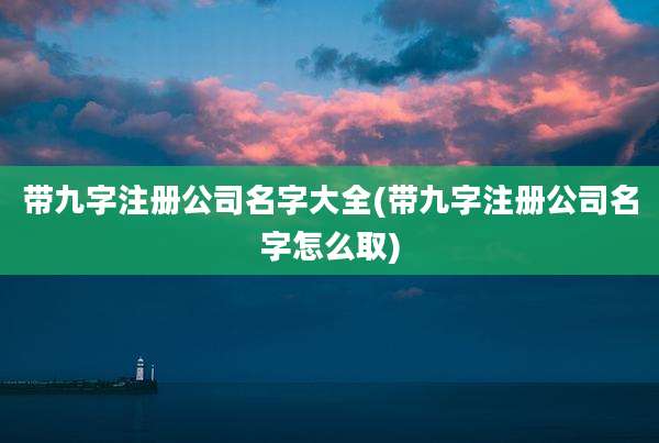 带九字注册公司名字大全(带九字注册公司名字怎么取)