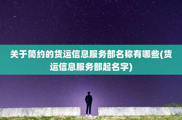 关于简约的货运信息服务部名称有哪些(货运信息服务部起名字)