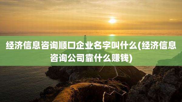 经济信息咨询顺口企业名字叫什么(经济信息咨询公司靠什么赚钱)