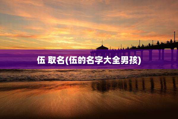 伍 取名(伍的名字大全男孩)
