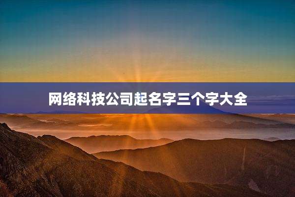 网络科技公司起名字三个字大全