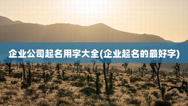 企业公司起名用字大全(企业起名的最好字)