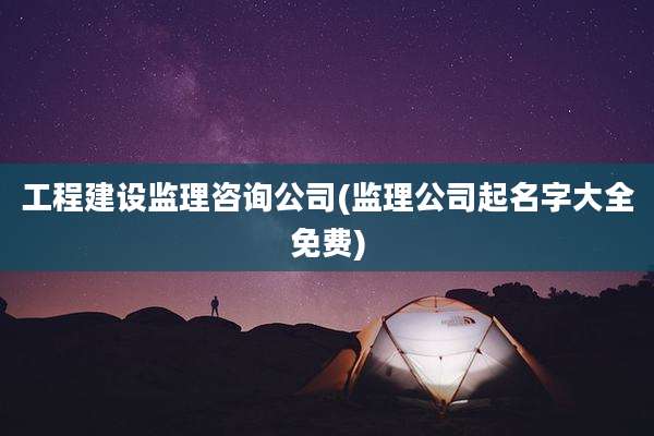 工程建设监理咨询公司(监理公司起名字大全免费)