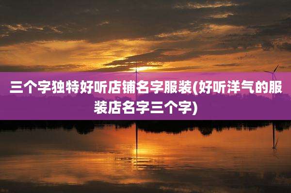 三个字独特好听店铺名字服装(好听洋气的服装店名字三个字)