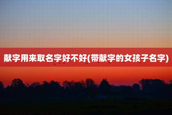 献字用来取名字好不好(带献字的女孩子名字)