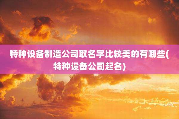 特种设备制造公司取名字比较美的有哪些(特种设备公司起名)