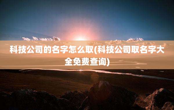 科技公司的名字怎么取(科技公司取名字大全免费查询)