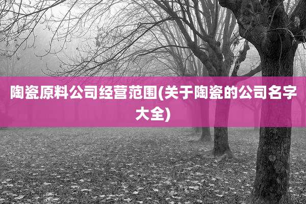 陶瓷原料公司经营范围(关于陶瓷的公司名字大全)