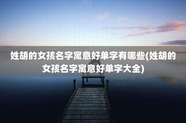 姓胡的女孩名字寓意好单字有哪些(姓胡的女孩名字寓意好单字大全)
