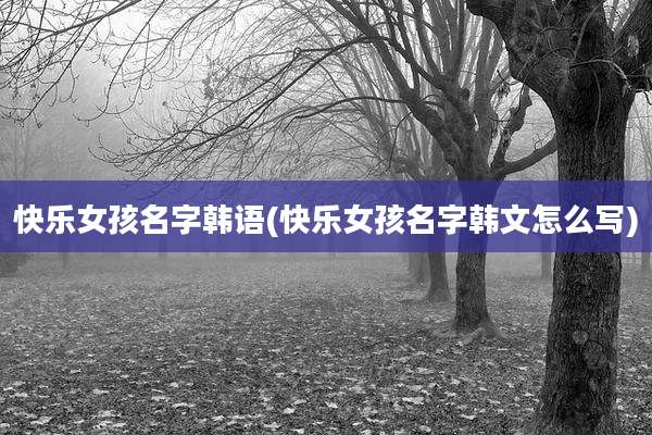 快乐女孩名字韩语(快乐女孩名字韩文怎么写)
