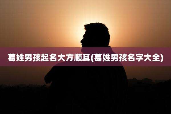 葛姓男孩起名大方顺耳(葛姓男孩名字大全)