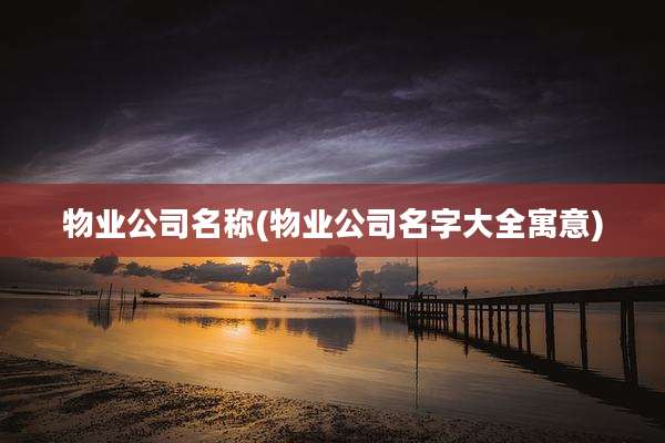 物业公司名称(物业公司名字大全寓意)