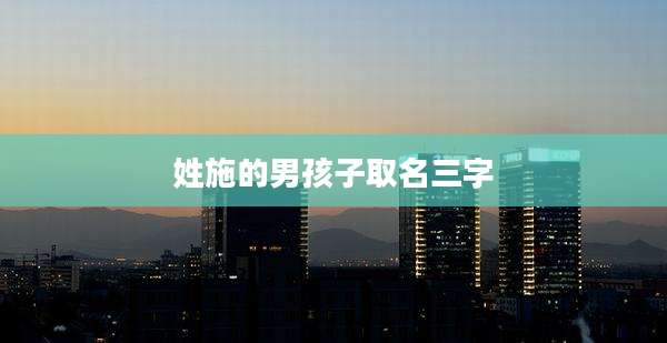姓施的男孩子取名三字