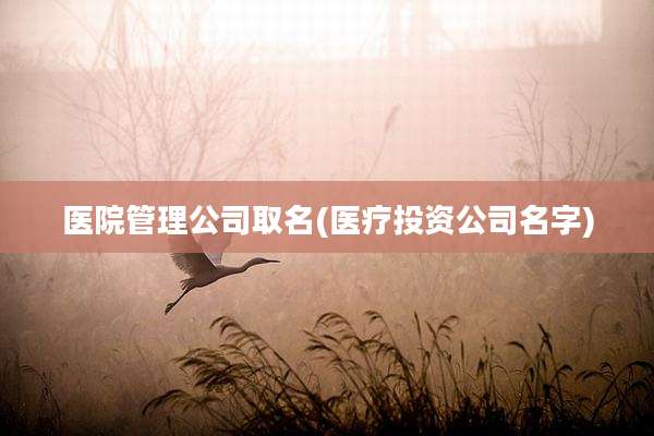 医院管理公司取名(医疗投资公司名字)