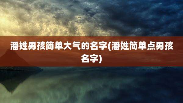 潘姓男孩简单大气的名字(潘姓简单点男孩名字)