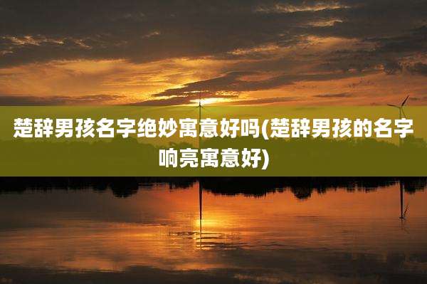 楚辞男孩名字绝妙寓意好吗(楚辞男孩的名字响亮寓意好)